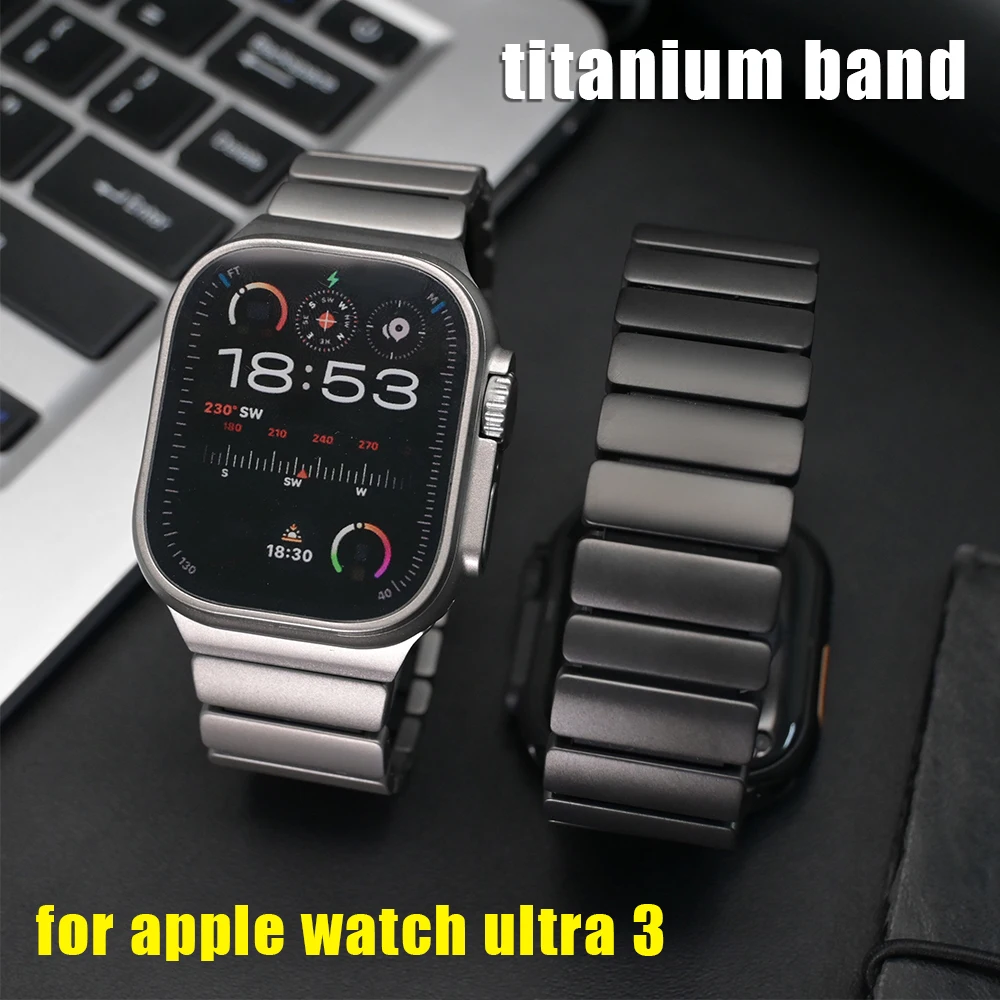 

Metal+Rubber Band for Apple Watch Ultra 3 2 49mm Series 11 10 46mm Luxury Titanium Strap For Iwatch 9 8 7 45mm 6 5 4 SE2025 44mm