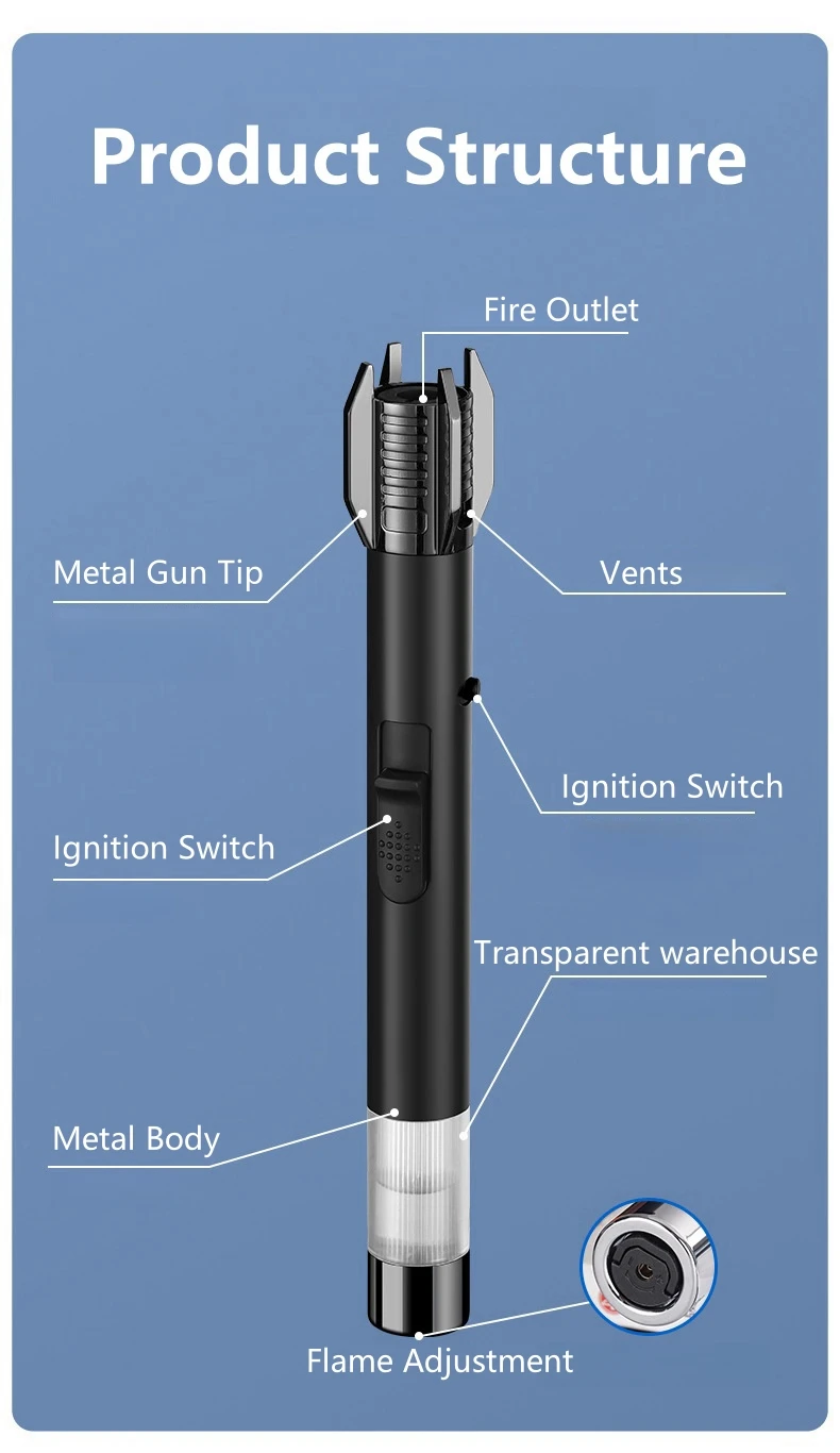 Blue Flame turbina torcia iniettore pistola a spruzzo creativo spada laser forma metallo esterno antivento accendino a Gas 1200 ° BBQ sigaro