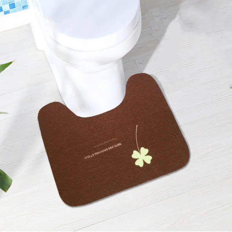 

U-shaped Toilet Seat Carpet Water-absorbing Non-Slipembroidered Luminous Toilet Floor Mats Home Decor Rug No Glue Self-adhesive