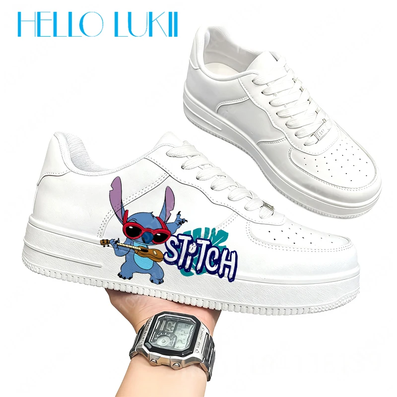 

Unisex Simple White couple shoes Stitch Cartoon Printing Campus Fashion parity Shoes Gift man woman 2025 Christmas