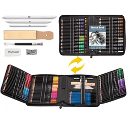 144 Pieces Colored Pencils Tool Set Drawing Pencils and Sketching Kit Art Tool Kit Professional Art Supplies Set Kid Gift