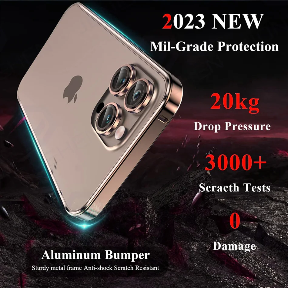 Luxury Light Aluminum Bumper Ultra Case For iPhone 17 13 12 14 Plus 15 16 Pro Max Safety Buckle Desert Metal Alloy Accessories