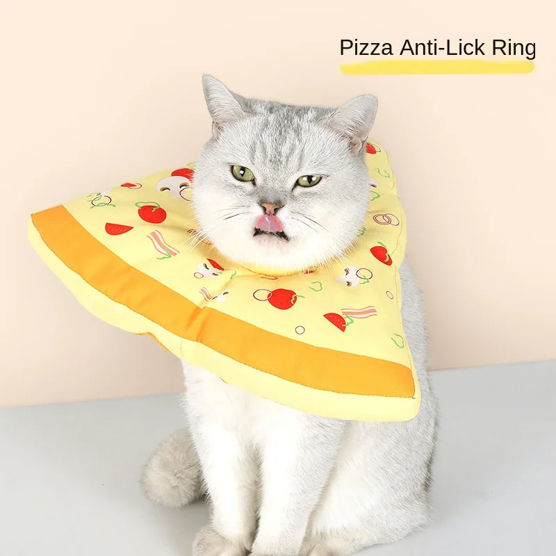 New Elizabeth Ring Pizza Waterproof Anti-Licking Post-Operation Collar Dog Collar Beauty Headgear