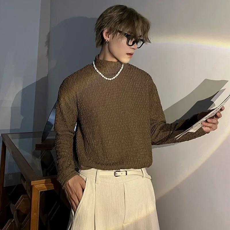 

Plain Turtleneck T Shirt for Men Spring Streetwear Emo Xxl Sweatshirts Harajuku Fashion Tshirt High Brand New Xl Man Pullovers