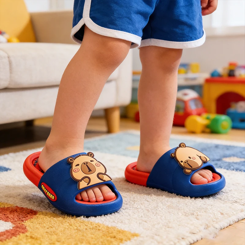 

Summer Children Slippers Boys Non Slip Soft Soled Bathroom Slippers 3-10 Years Old Girls Cute Cartoon Capybara Home Slippers