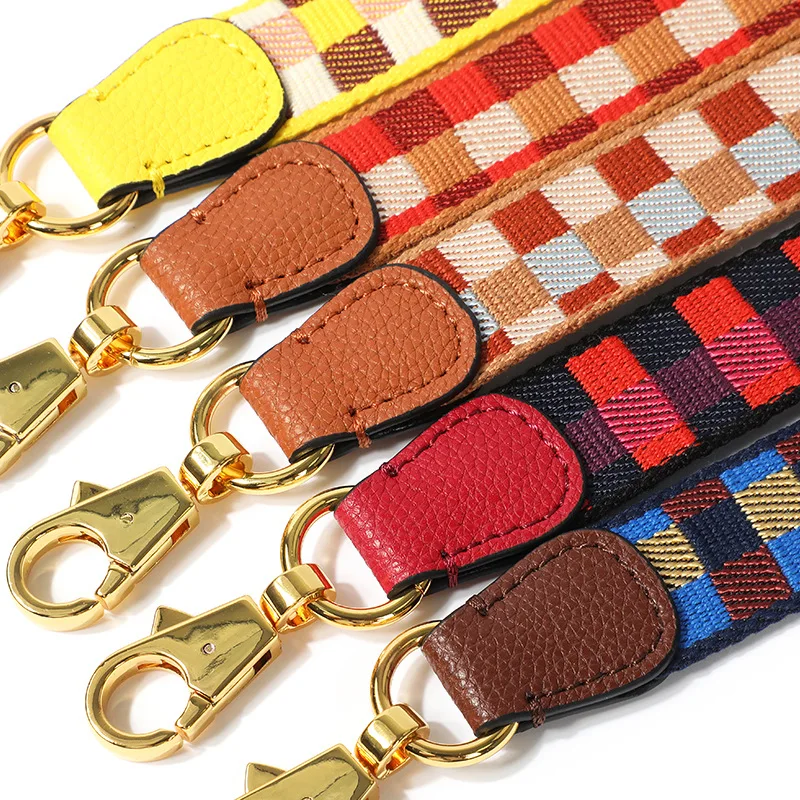 New Arrival Plaid Pattern Fabric Nonadjustable For Designer Handbag Strap Replacement Bag Strap