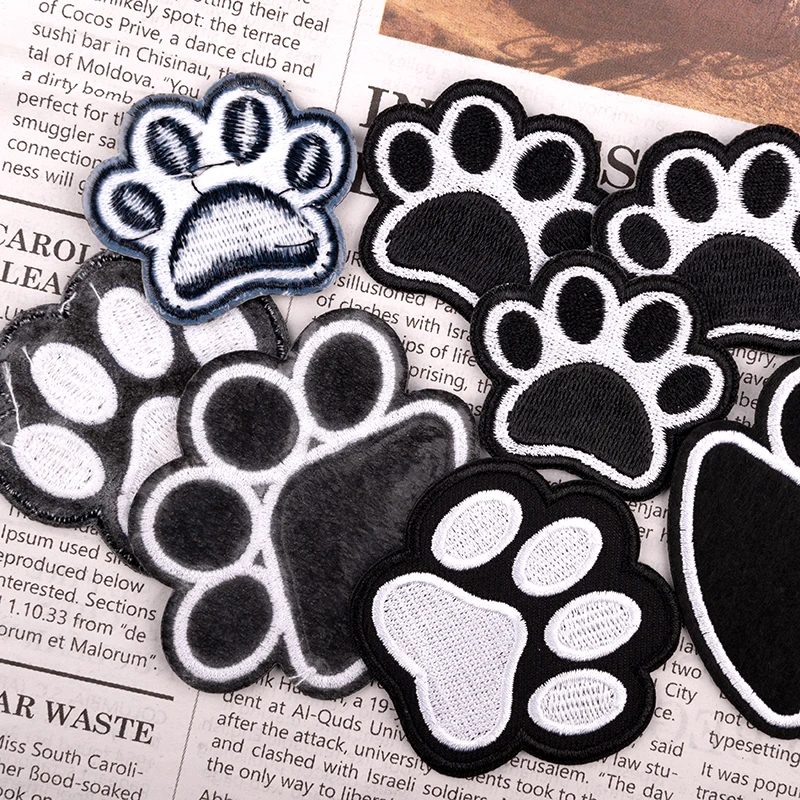 5pcs Dog Paw Embroidered Patches Iron On Patches Girls Boys Clothes Stickers Sewing Backpack Cute Cat Claw Badge Accessories