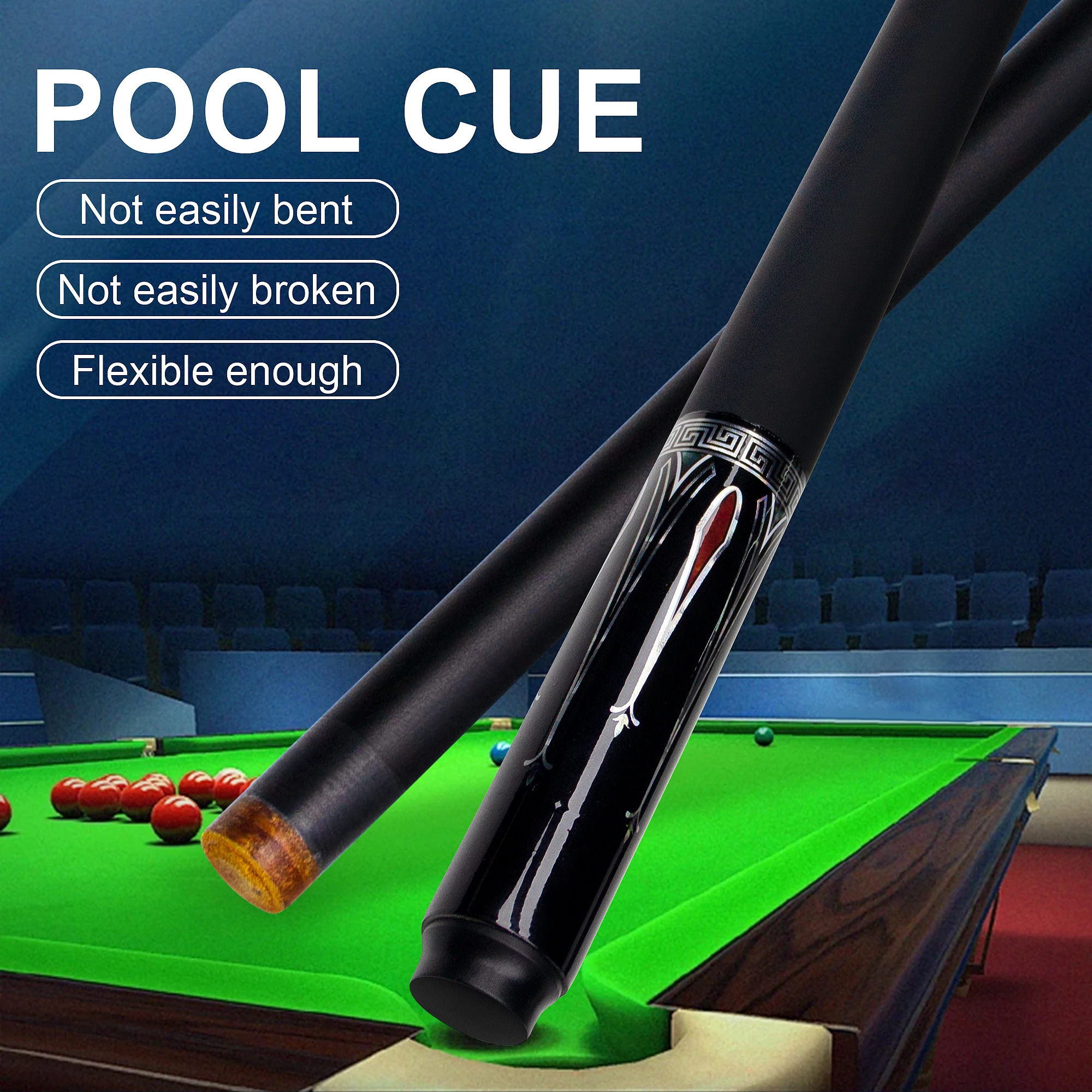 

"Professional Black Peacock American 9-Ball Cue Stick - Club Quality Fiberglass Billiard Cue for Superior Performance"