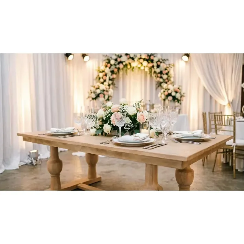 Mid-Century Bleached Wedding Trestle Table Wedding, Event, Party & Premium Rental