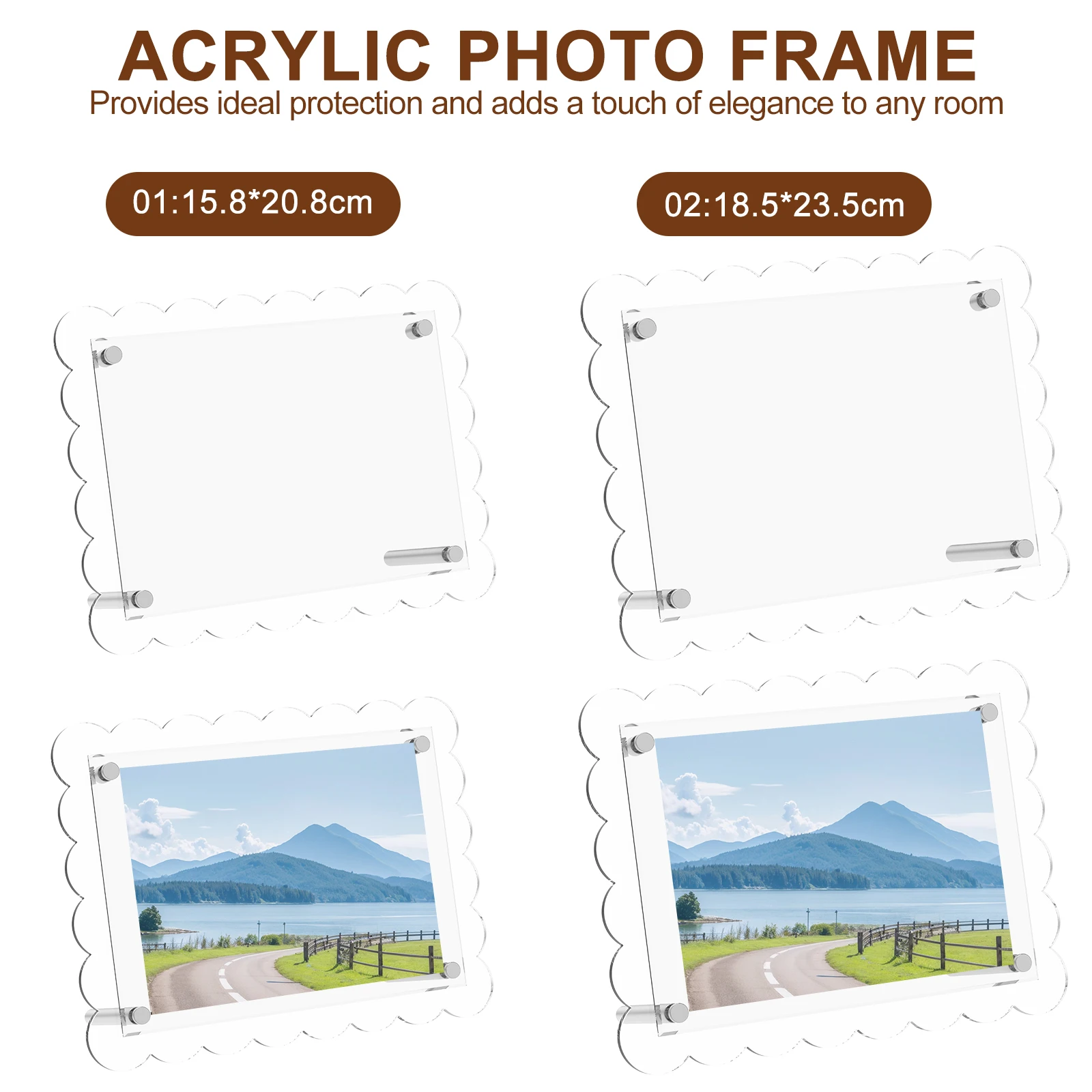 2Pcs Acrylic Picture Frames 4x6 Inch Clear Photo Frame with Screw 5x7 Inch Photo Display Frames Multipurpose Photo Frame