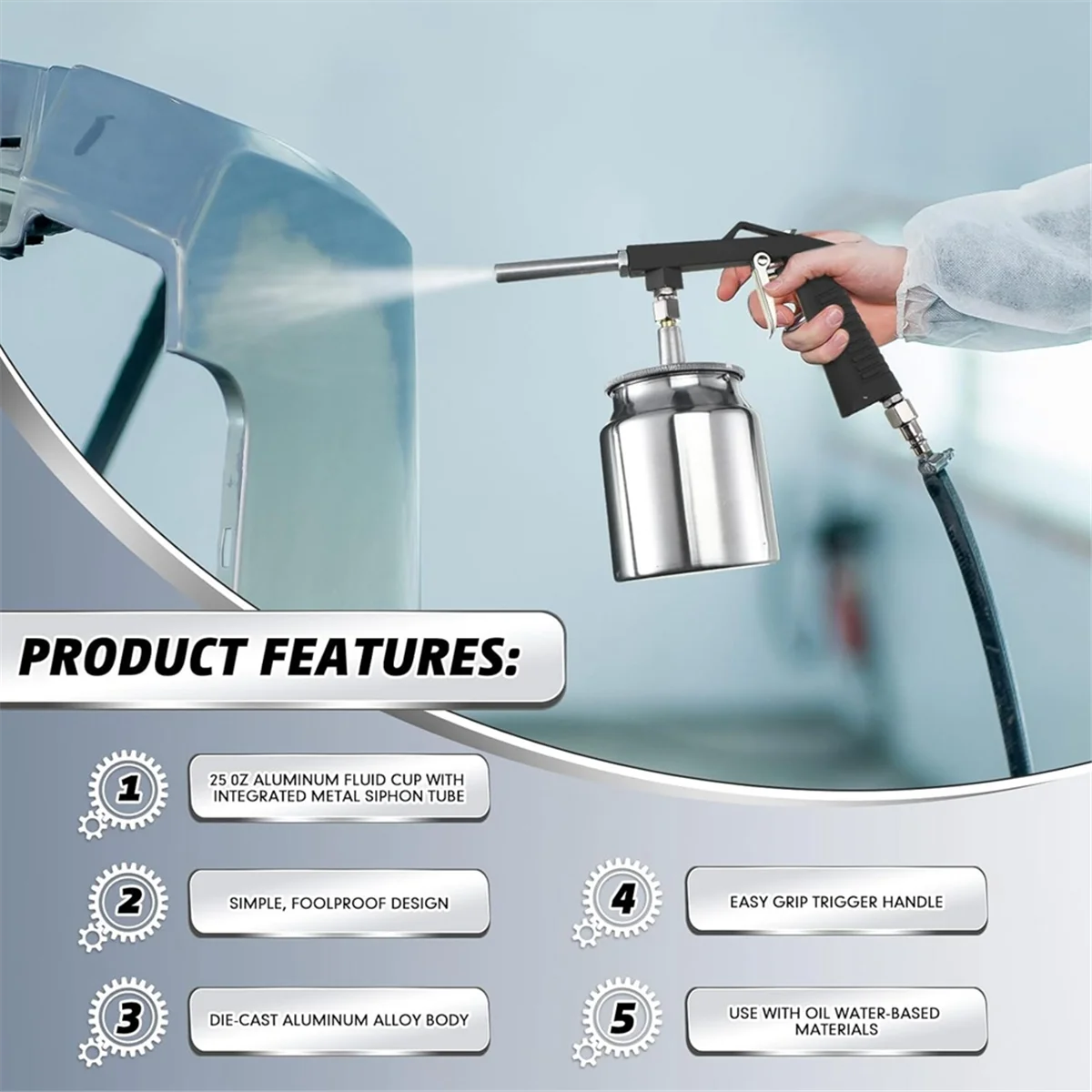 

Новый распылитель с воздушной грунтовкой, 2 шт., с присоской 750 мл и чистящей щеткой, автомобильный распылитель, антикоррозийный