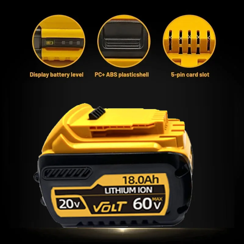 Pro DEWALT 60V 9Ah akumulátor pro elektrické nářadí 120W vysoký výkon DCB609 DCB206 20V 18.0Ah lithium-iontový akumulátor DCB606 60V 12Ah akumulátory - náhled 6