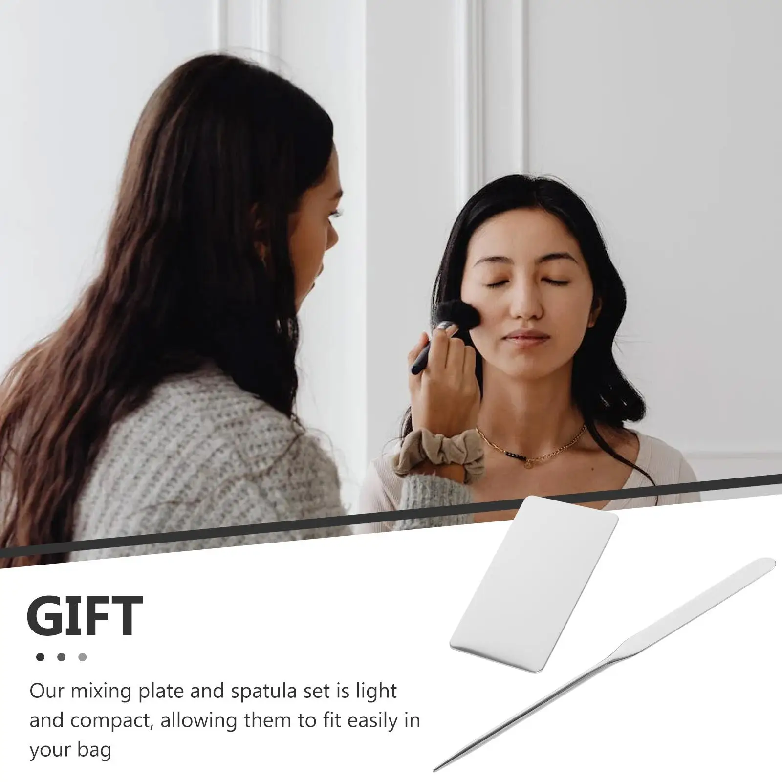 ステンレス鋼混合混合ツールパレットスパチュラセット簡単にきれいなコンパクトポータブルファンデーションブレンディングツール