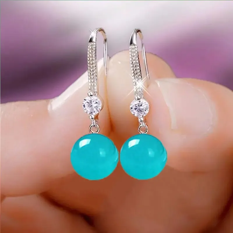 

Natural Sky Blue Chalcedony Hand-carved Water Drop Earrings Fashion Boutique Jewelry Women's Agate Earrings Gift Wholesale