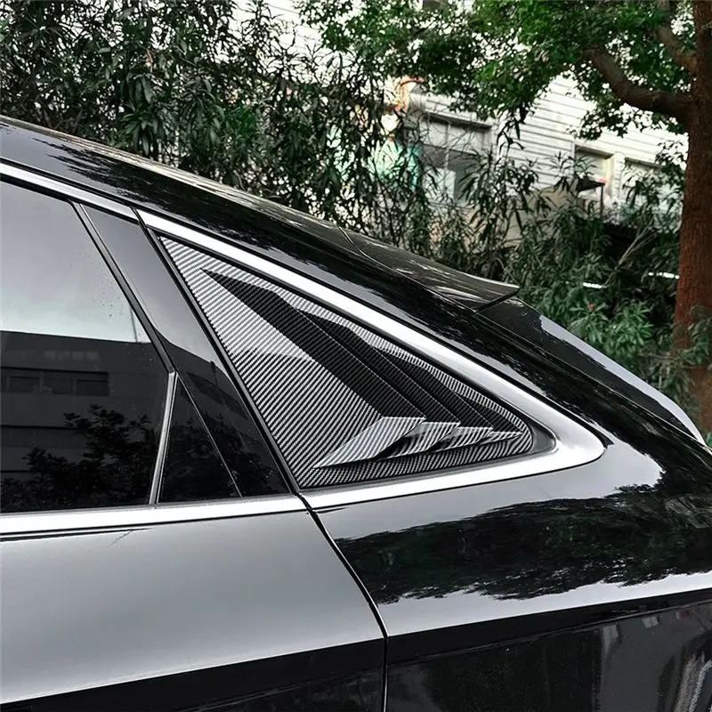 Car Rear Triangular Window Louvers Shutters Blinds Cover Trim For Q5 FY Coupe 2018-2024 Carbon Fiber