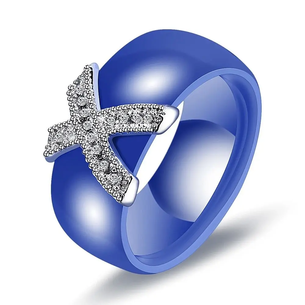 Weiß Schwarz Keramik Ringe Plus Zirkonia Für Frauen Gold Farbe Edelstahl Frauen Ehering Verlobungsschmuck 6mm – Detail 13