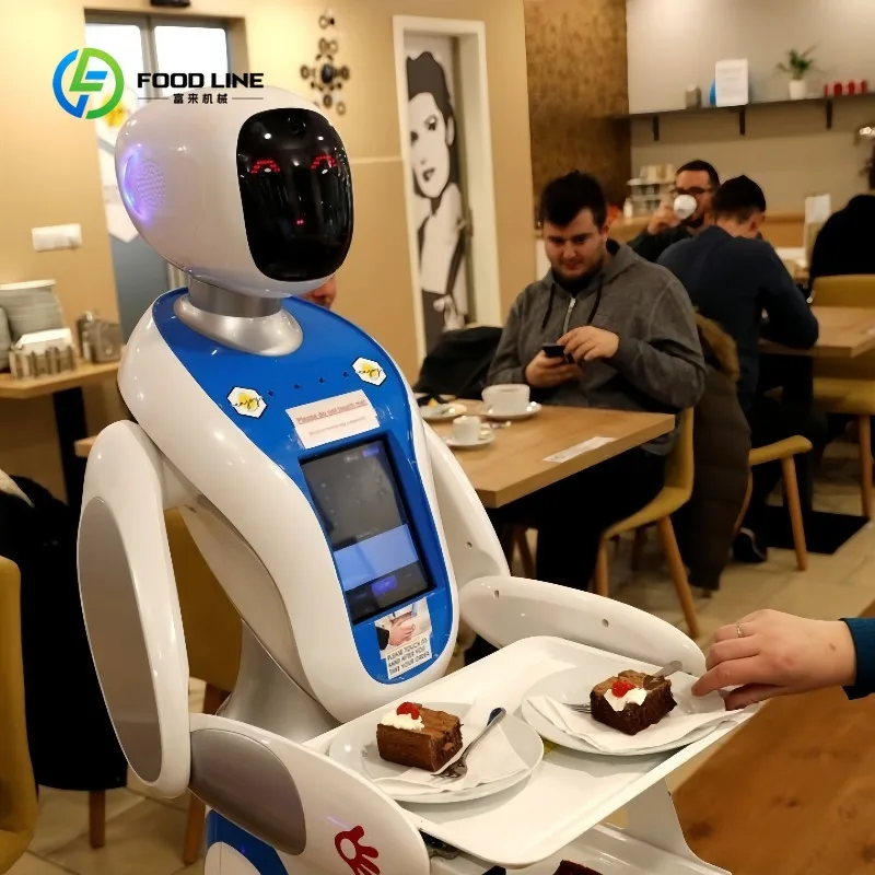 Customized Amy Humanoid AI Robot Waiter for Restaurant / Coffee Shop Automatic Walk and Talk Meal Delivery Robot