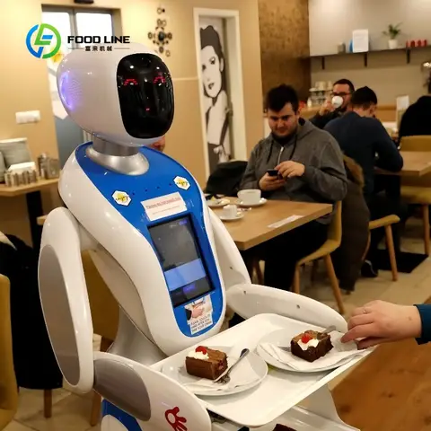 Customized Amy Humanoid AI Robot Waiter for Restaurant / Coffee Shop Automatic Walk and Talk Meal Delivery Robot