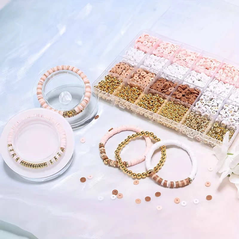 Style DIY Clay Beads Bracelet Making Kit Friendship Golden Letter Beads Kit for Jewelry Making Women Teen Girls Birthday Gift