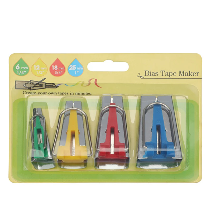 4Pcs Sewing Accessories Bias Tape Makers 6mm\9mm\12mm\18mm\25mm Sewing Quilting Hemming Sewing Tools