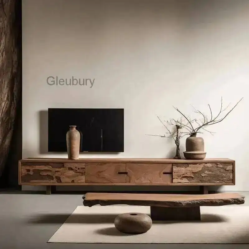 Minimalistische TV-Ständer aus Holz für Wohnzimmer, Designer-Boden-TV-Schrank für Schlafzimmer, Moderner Nordischer Fernsehtisch aus Holz
