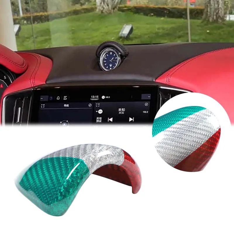 

For Maserati Ghibli 2014-2021 Tri-color Carbon Fiber Car Dashboard Clock Trim Cover Decorative Sticker Car Interior Accessories