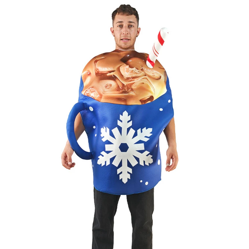 

2025 New Arrival Unisex Men Women Latte Coffee Cup Halloween Fancy Dress Up Adults Cup Of Iced Coffee costume