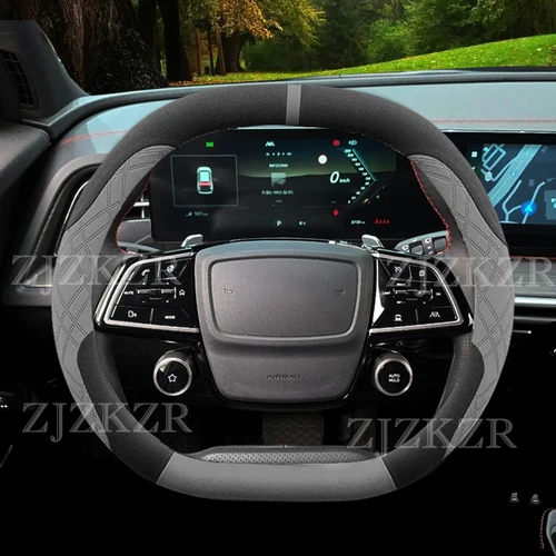 Imagen 2 del producto Para nuevo KGM Ssangyong Actyon Torres 2023 2024 2025 gamuza protector para volante de coche antideslizante sudor accesorios interiores especiales