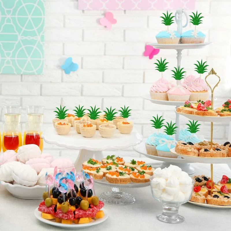 24 قطعة من أغطية الكب كيك على شكل أناناس، أغطية كعكة الدونات، أغطية كب كيك لطيفة للصيف، زينة كعكة حفلات هاواي الاستوائية