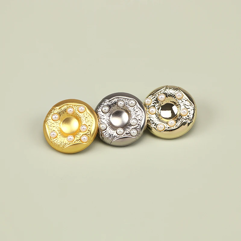 6pcs Doughnut Design Buttons Round Pearls Metal Sewing Button Handsewn Buttons Suit Coat Sweater Windbreaker Clothing Accessory