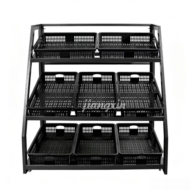 custom.Customizable Supermarket Fruit and Vegetable Convenience Vegetable Exhibitor-based Metal Display Stand