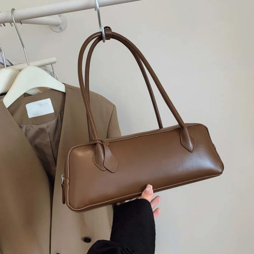 Elegant French Stick Handbag Large Capacity Korean Style PU Shoulder Bag Waterproof Solid Color Texture Underarm Bags Daily