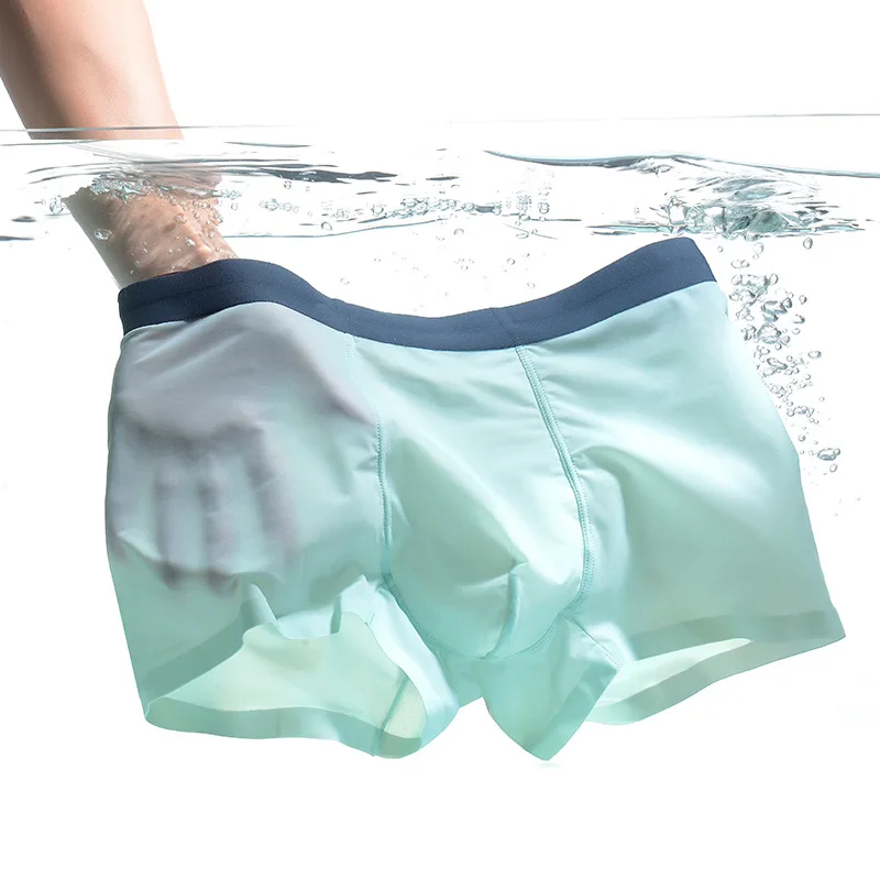 120S Men\'s Panties Ice Silk Seamless Antibacterial Underwear Boxershorts Thin Breathable Comfortable Fashion Underpants Boxers