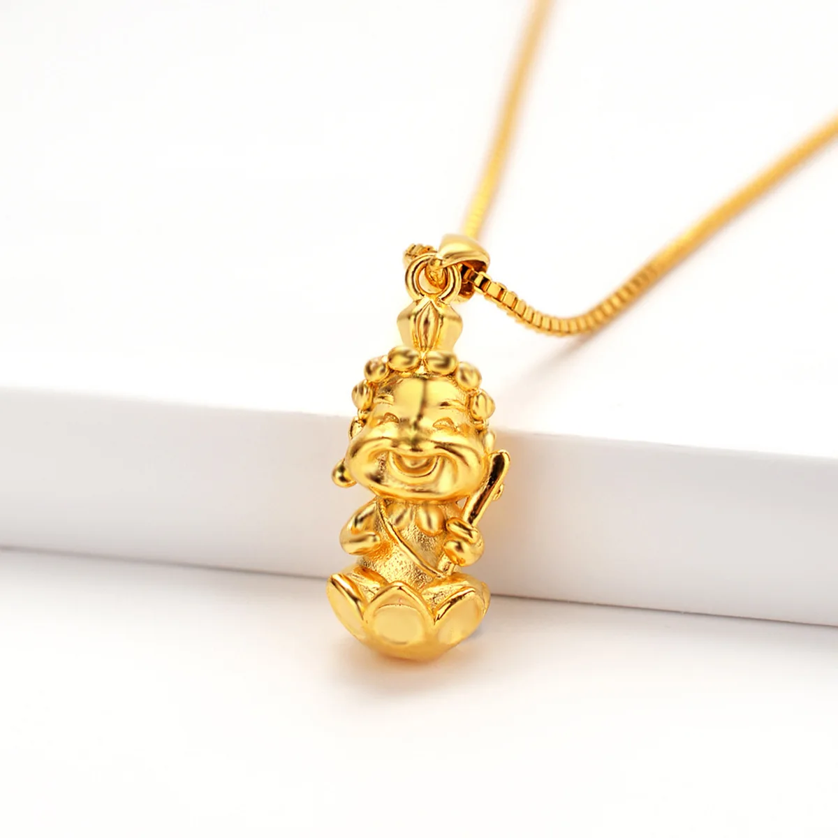 Collana in oro AU999 di alta qualità per uomo e donna ciondolo Buddha ciondolo in oro puro 24 carati regalo di gioielli con catena a clavicola in