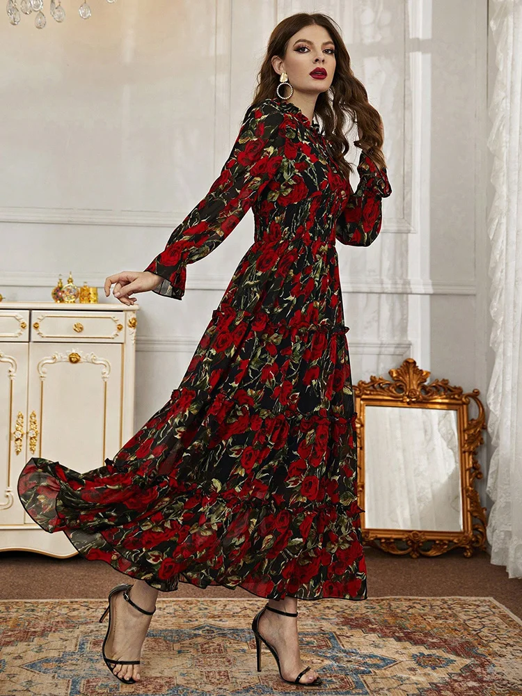 TOLEEN-Robe longue décontractée à fleurs pour femmes, belle robe de soirée élégante, vêtements de vacances, nouvelle mode, été, printemps, 2024