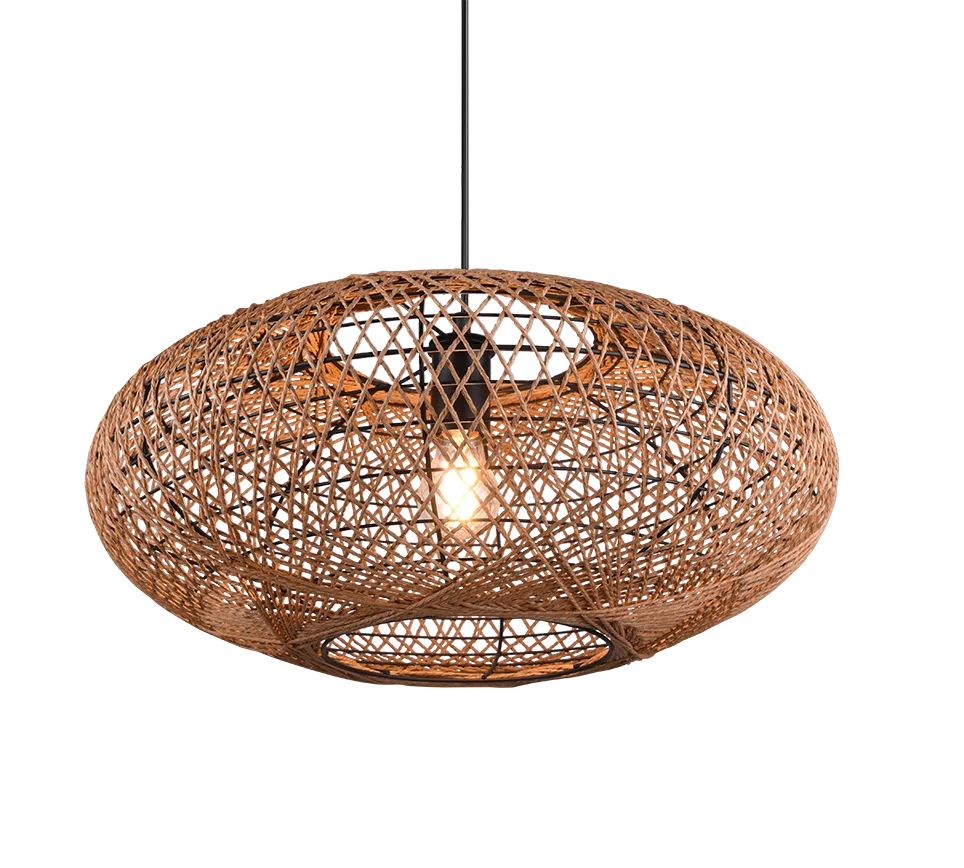 Afbeelding 4: Lampophanging, metaal en sisal, zwart, D 52cm, Hedda