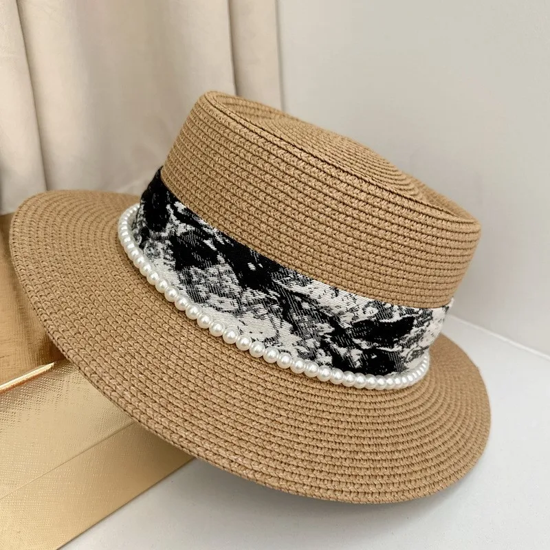 

New flat-topped hat for women outdoor travel landscape painting top vacation