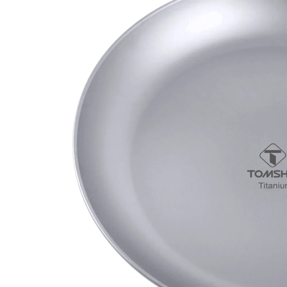 TOMSHOO Outdoor Ultralight Portable Tableware Titanium Round Camping Plate Cookware Dishwasher Safe Backpacking Dinner Plate for