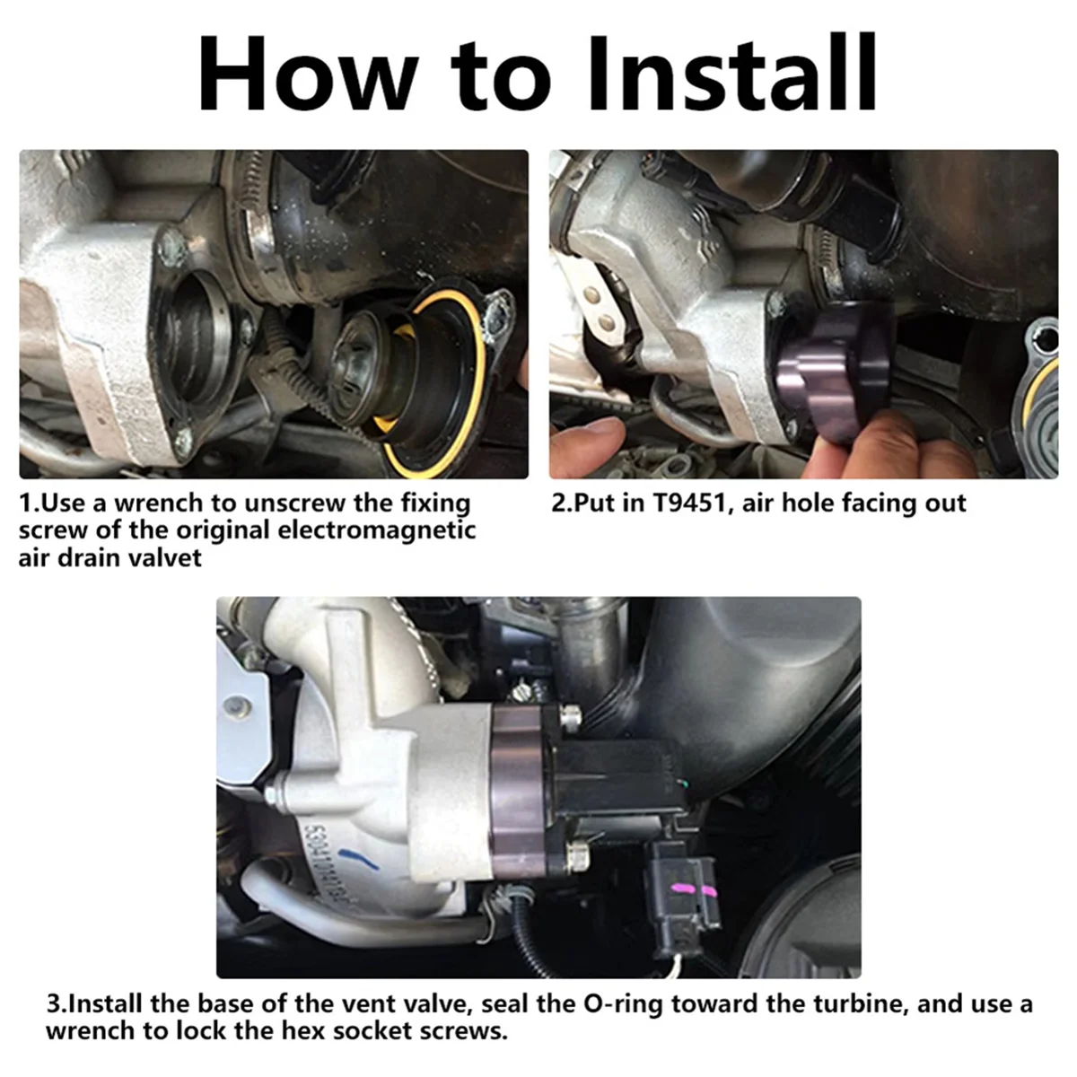 Ingenious Car TFSI Blow Off Valve Base T9451 Blow Off Valve VTA DV & Adapter for VW Audi 2.0T Car Modified PartsDurable