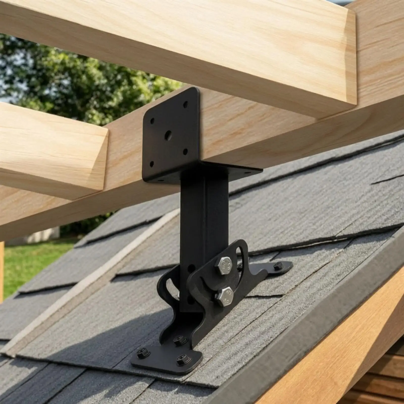 Patio Pergola Bracket Heavy Duty Saddle Roof Mount Adjustable for 4x4 4x6 Posts Weather Resistant Metal with Lock Nuts