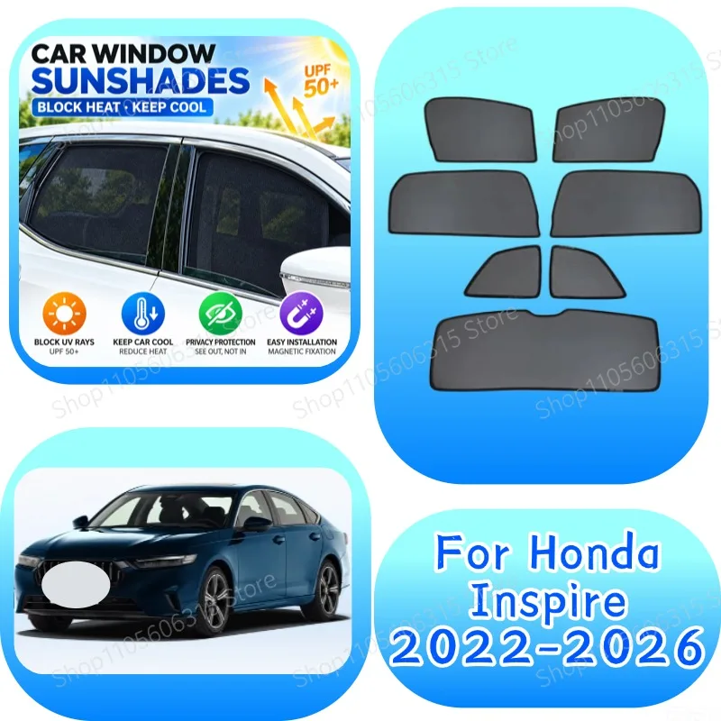 For 2022-2026 Honda Inspire Front Windshield Sunshade Magnetic Mesh UV Block Custom Fit Car Sun Shade Curtain