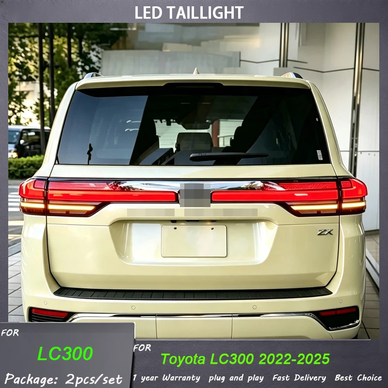 Car LED Taillight For Toyota Land Cruiser LC300 2022 2023 2024 2025 Read Through Tail Light Assembly Dynamic turn signal