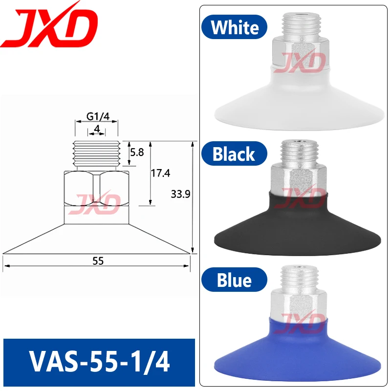

JXD Vacuum Suction Cup VAS-55-1/4 NBR Rubber Manipulator Gripper Pad 55mm Pneumatic Fitting Parts VAS 55 High Quality