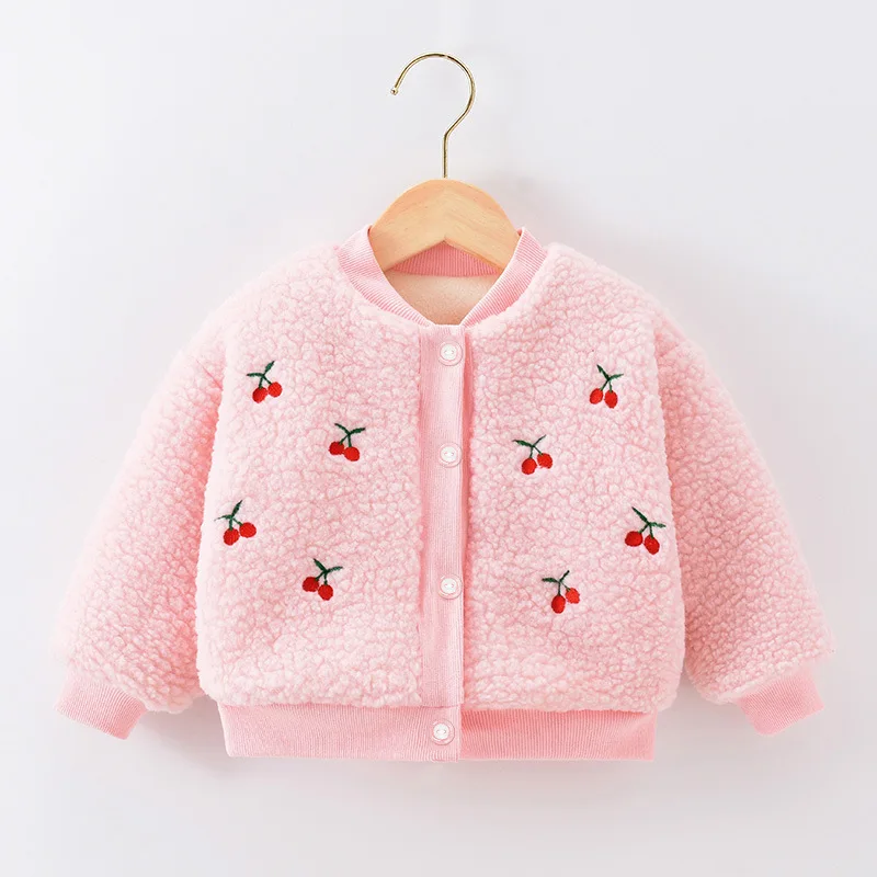 Autumn Winter Toddler Jacket Baby Girl Clothes Korean Casual Cartoon Cute Fleece Warm Thick Outerwear Coat Kids Clothing BC845