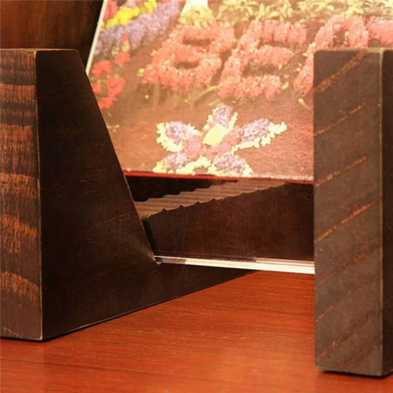 حامل تخزين سجل الفينيل سعة كبيرة أطراف أكريليك عرض موقف خشبي LP ألبوم الفينيل رف سطح المكتب