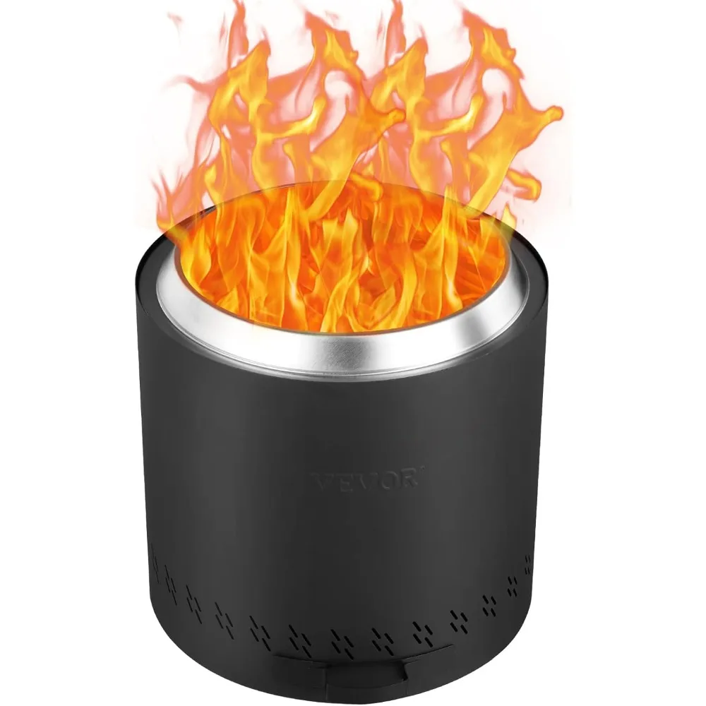 

15.8 Inch Smokeless Wood Burning Fire Pit with Removable Ash Pan and Stainless Steel Interior