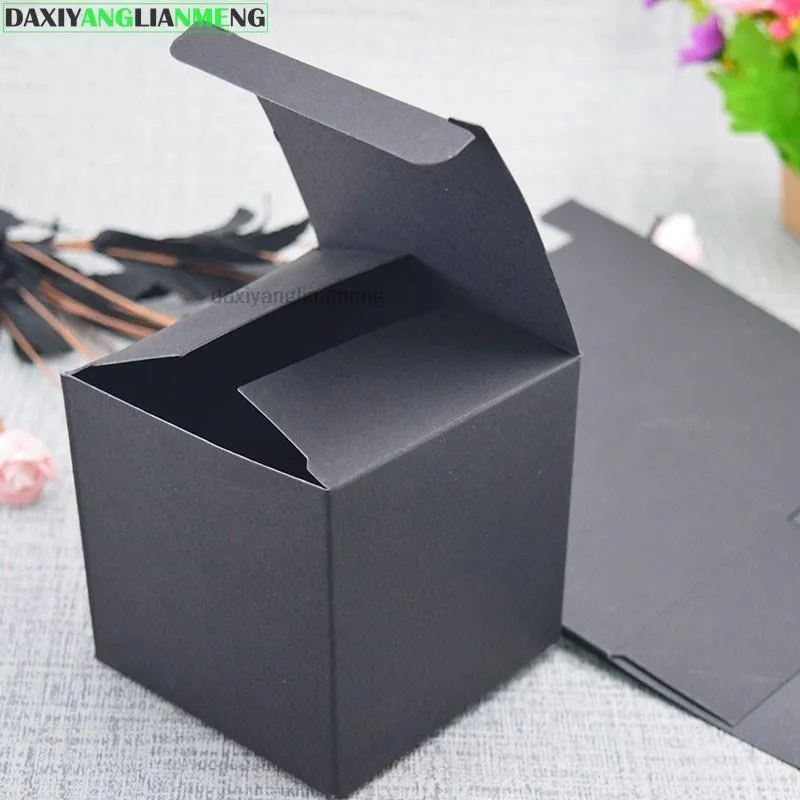 30-50Pcs/pcs W*W 3 4 5 6 7 8 9 10 H 4~13cm Black CardPaper Boxes 350gsm DIY Package For Makeup bottle Small Glass Bottles Tubes
