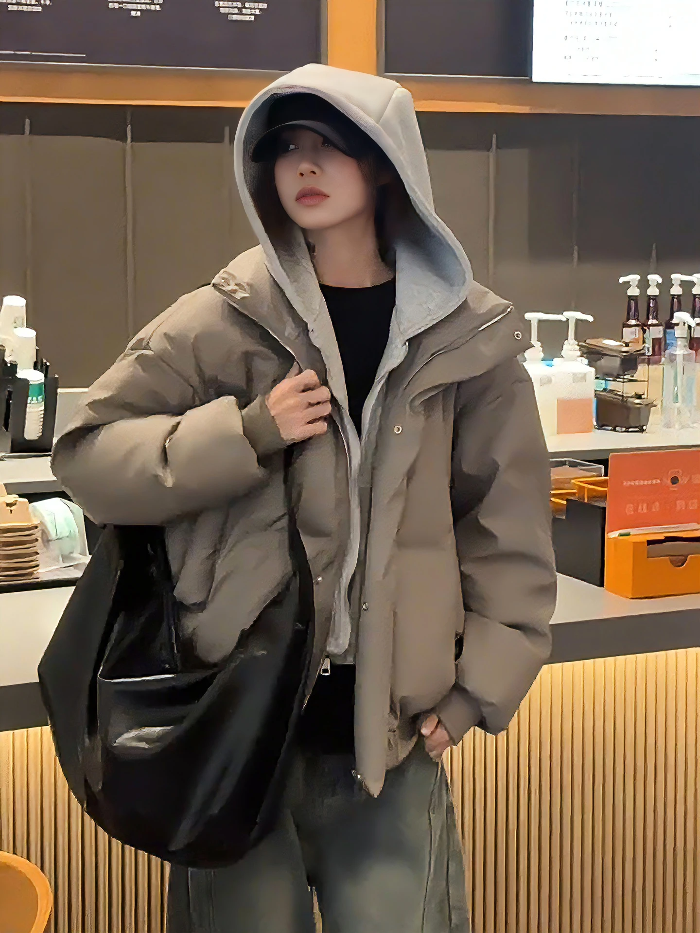 

Thiened ort Padded Jaet с капюшоном из искусственной кожи, зимнее теплое пальто, молодежное теплое пальто, повседневная модная верхняя одежда