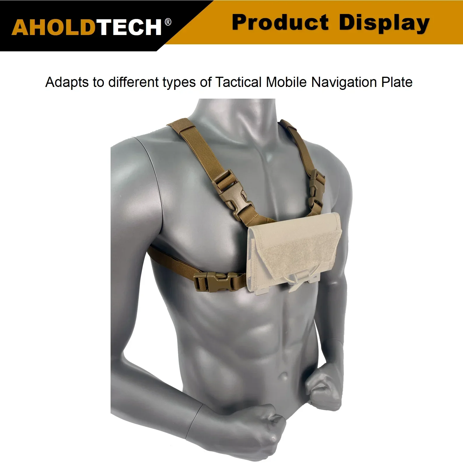 Aholdtech Tactical Fixed strap for Mobile Navigation Plate Chest Hanging Mobile Holder Vest Accessories Outdoor Folding Plate