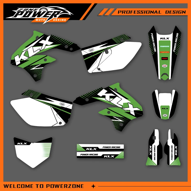 

Графические наклейки Powerzone, наклейки для мотоцикла KAWASAKI KLX450R 2020 2019 2018 2017 2016-2008 450R KLX, фон на заказ 01